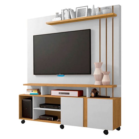 Estante Home para Tv 55 Polegadas 100% Mdp Valência Off White/nature - Permóbili