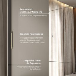 Guarda-roupa 3 Portas com Espelho Araçá Cabecasa Madeiramadeira - 4
