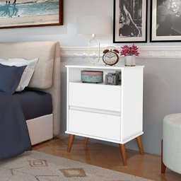Kit Mesa de Cabeceira Onix Cor:branco Mizza Decor - 2