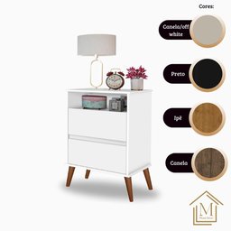 Kit Mesa de Cabeceira Onix Cor:branco Mizza Decor - 4