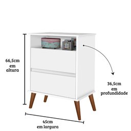 Kit Mesa de Cabeceira Onix Cor:branco Mizza Decor - 3