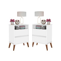 Kit Mesa de Cabeceira Onix Cor:branco Mizza Decor - 1