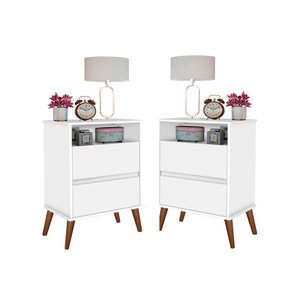 Kit Mesa de Cabeceira Onix Cor:branco Mizza Decor