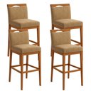 Ver imagem 4 de Kit 4 Banquetas Alta Cozinha Gourmet Conforto Suede:Suede Capuccino