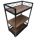 Ver imagem 2 de Carrinho Bar Adega Modelo Industrial - Cores Preto e Nogueira