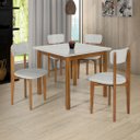 Ver imagem 1 de Mesa Cadeiras 90cm Estofado Mdf Pinus P/ Ambientes Pequenos:off White