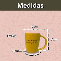 Jogo 4 Caneca Porcelana Fosca 120ml para Café - Amarelo - 5