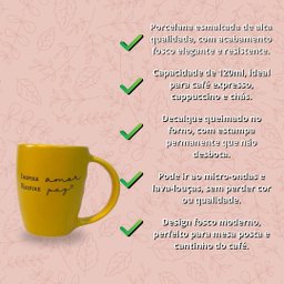 Jogo 4 Caneca Porcelana Fosca 120ml para Café - Amarelo - 8