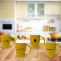 Jogo 4 Caneca Porcelana Fosca 120ml para Café - Amarelo - 9