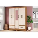 Ver imagem 1 de Guarda Roupa Casal 5 Portas (1 C- Espelho) e 2 Gavetas Briz B60 Nature-off White - Henn