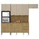 Ver imagem 1 de Armário de Cozinha Completa com Balcão com Tampo 10 Portas Dubai - Freijó/vanilla/com Ripado