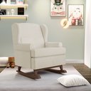 Ver imagem 2 de Kit 02 Poltronas De Amamentação Com Balanço Malu Base De Madeira P02 Linho Champagne - Lyam