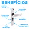Fechadura para Porta Externa Aço Inox Polido Cromado | Aliança | Kit 05 Un - 3
