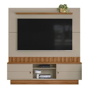 Estante Home Florianópolis 175cm para Tv até 70” - Mobler:grigio Fosco/amendoa
