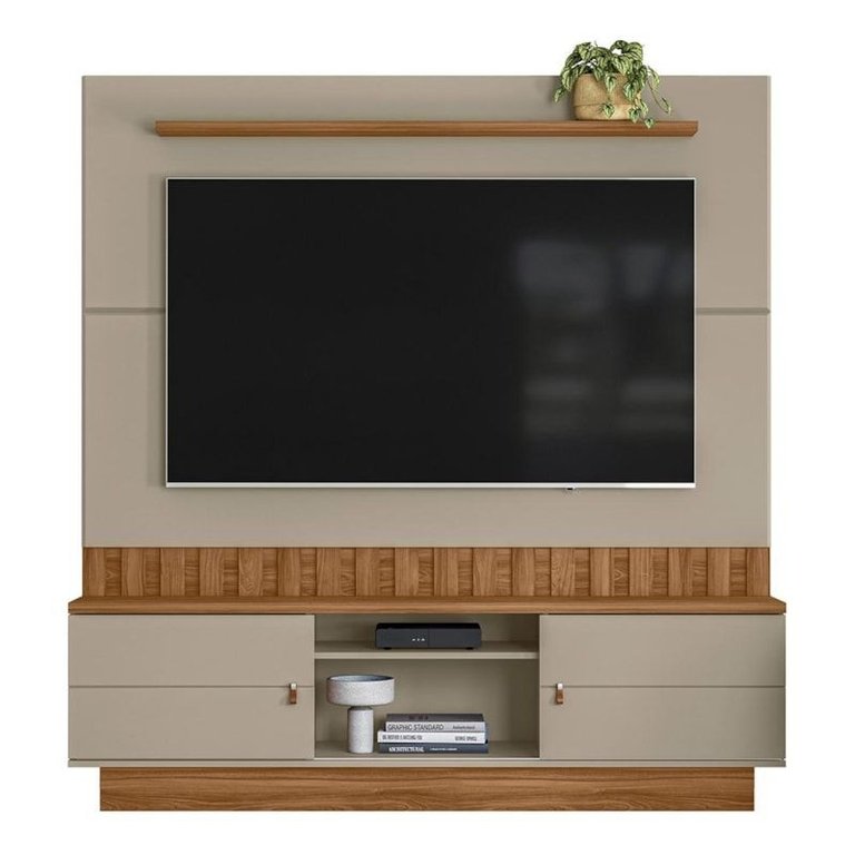 Estante Home Florianópolis 175cm para Tv até 70” - Mobler:grigio Fosco/amendoa Estante Home Florianópolis 175cm para Tv até 70” - Mobler:grigio Fosco/amendoa