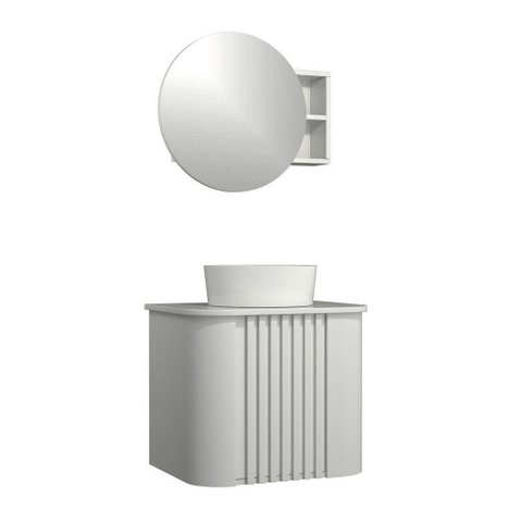 Conjunto Gabinete Suspenso para Banheiro Luna 1 Porta 1 Prateleira 60cm Branco Venturi