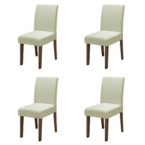 Conjunto com 4 Cadeiras Estofada Sala de Jantar Trieste Siena Cedro / Areia Dobuê