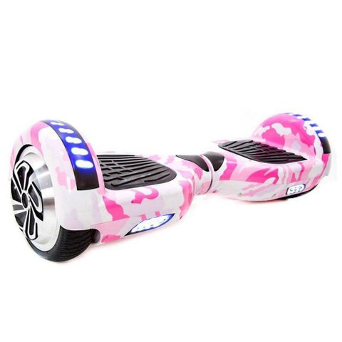 Hoverboard Skate Elétrico 6.5 Rosa Camuflado Led Bluetooth
