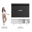 Ver imagem 6 de Rack Madesa Dubai e Painel para TV até 65 Polegadas com Pés Branco/Preto 0977 Cor:Branco/Preto/Branc