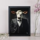 Ver imagem 1 de Quadro Decorativo Boi Elegante 24x18cm - com Vidro:moldura Preta