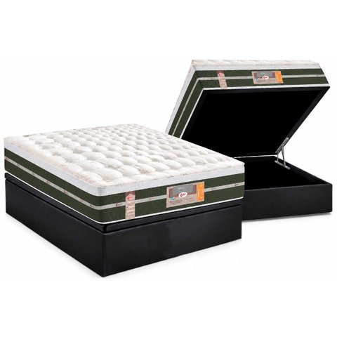 Cama Box Baú Queen: Colchão Molas Bonnel Castor Silver Star Air Max 3D + Base Crc