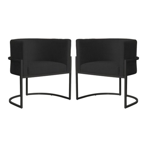 Kit 02 Poltronas Luana Base Preta Suede Preto