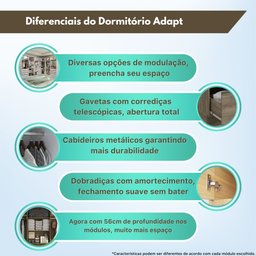 Guarda Roupa sem Portas Closet Aberto Canto Reto Modulado Adapt Armc100amdp Kappesberg - Branco - 3
