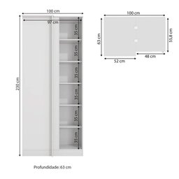 Guarda Roupa sem Portas Closet Aberto Canto Reto Modulado Adapt Armc100amdp Kappesberg - Branco - 2