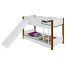 Ver imagem 2 de Beliche Infantil Bruma Mini Cama com Escorregador MDF Branco e Mel com Colchões Divaloto Móveis