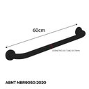 Ver imagem 2 de Barra Segurança Banheiro Preto 60cm Reta Apoio Idosos Banheiro Abnt 9050:2020