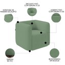 Ver imagem 3 de Poltrona para Sala de Estar Decorativa Quadrada Maggie K04 Bouclê Verde - Mpozenato