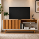 Ver imagem 1 de Rack para TV 60 Polegadas com Design Ripado Buriti 1,60 m - Off White/Nature
