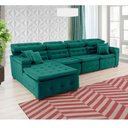 Ver imagem 5 de Sofá Orlando 3.45x2.10m com Chaise, Retrátil e Reclinável - Verde