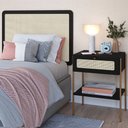 Ver imagem 2 de Cabeceira Solteiro 90cm e 1 Mesa Lateral 1 Gaveta Industrial Indy A03 Nero - Lyam Decor