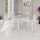 Ver imagem 1 de Conjunto Sala de Jantar com 4 Cadeiras Lívia Branco/Bege