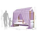 Ver imagem 3 de Cama Montessori Cabana Solteiro Com Colchão E Dossel Lilás