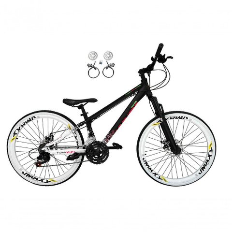 Bicicleta Aro 26 Vikingx Tuff X44 Preto-branco 21v Freios a Disco Hidráulicos(óleo) Aros Vmaxx
