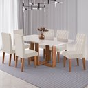 Ver imagem 2 de Mesa de Jantar 6 Lugares Afrodite com Vidro Mel/off White/veludo Pastel - Viero Móveis