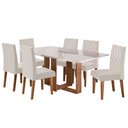 Ver imagem 1 de Mesa de Jantar 6 Lugares Afrodite com Vidro Mel/off White/veludo Pastel - Viero Móveis