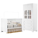 Ver imagem 1 de Berço Americano e Guarda Roupa Infantil Katatau Branco Acetinado – Reller