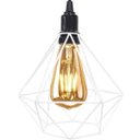 Ver imagem 3 de 2 Pendentes Aramado Diamante Teto Luminária Retrô Balcão Agp Branco + 2 Lâmpadas Led ST64 Vintage Ag