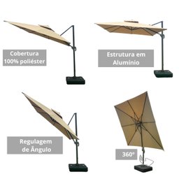 Ombrelone Guarda Sol Java Aluminio 2,5 X 2,5 C/ Base 100l - 9