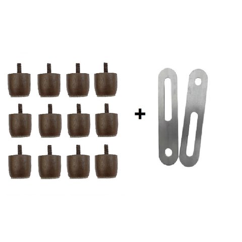 12 Mini Pés Marrom 3 Cm de Altura P/ Cama Box + 2 Chapa União