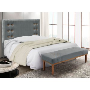 Kit Recamier e Cabeceira Santorini Spz 160cm Veludo - Adj Decor