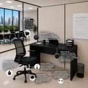 Ver imagem 6 de Conjunto Mesa de Escritório 120x60cm Cadeira Ergonômica Reclinável Sistema Syncron Pistão Classe 4