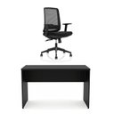 Ver imagem 2 de Conjunto Mesa de Escritório 120x60cm Cadeira Ergonômica Reclinável Sistema Syncron Pistão Classe 4