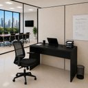 Ver imagem 1 de Conjunto Mesa de Escritório 120x60cm Cadeira Ergonômica Reclinável Sistema Syncron Pistão Classe 4