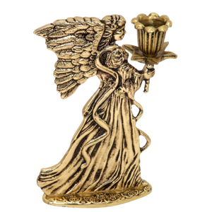 Castiçal ANJO Em Latão Artesanal Reciclado SAT Anjo Dourado