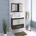 Ver imagem 2 de Gabinete de Banheiro com Cuba e Espelheira Atenas 65cm Cafe/off White - Mgm