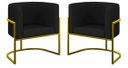 Ver imagem 1 de Kit 2 Poltronas Decorativa Luxo Base de Metal Dourada Escritório Recepção Sala Suede Preto Eli Móvei